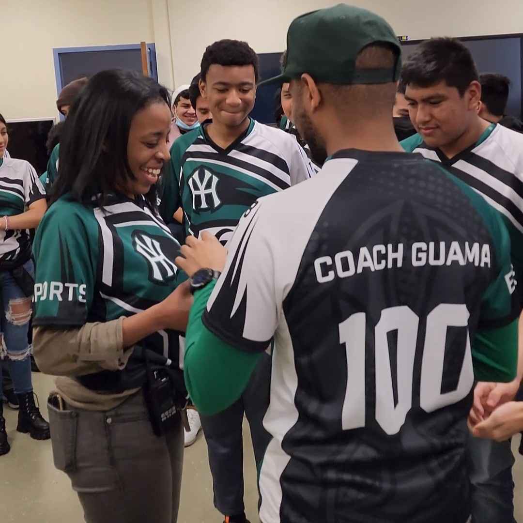 Group of Yankees Esports players in their custom jerseys