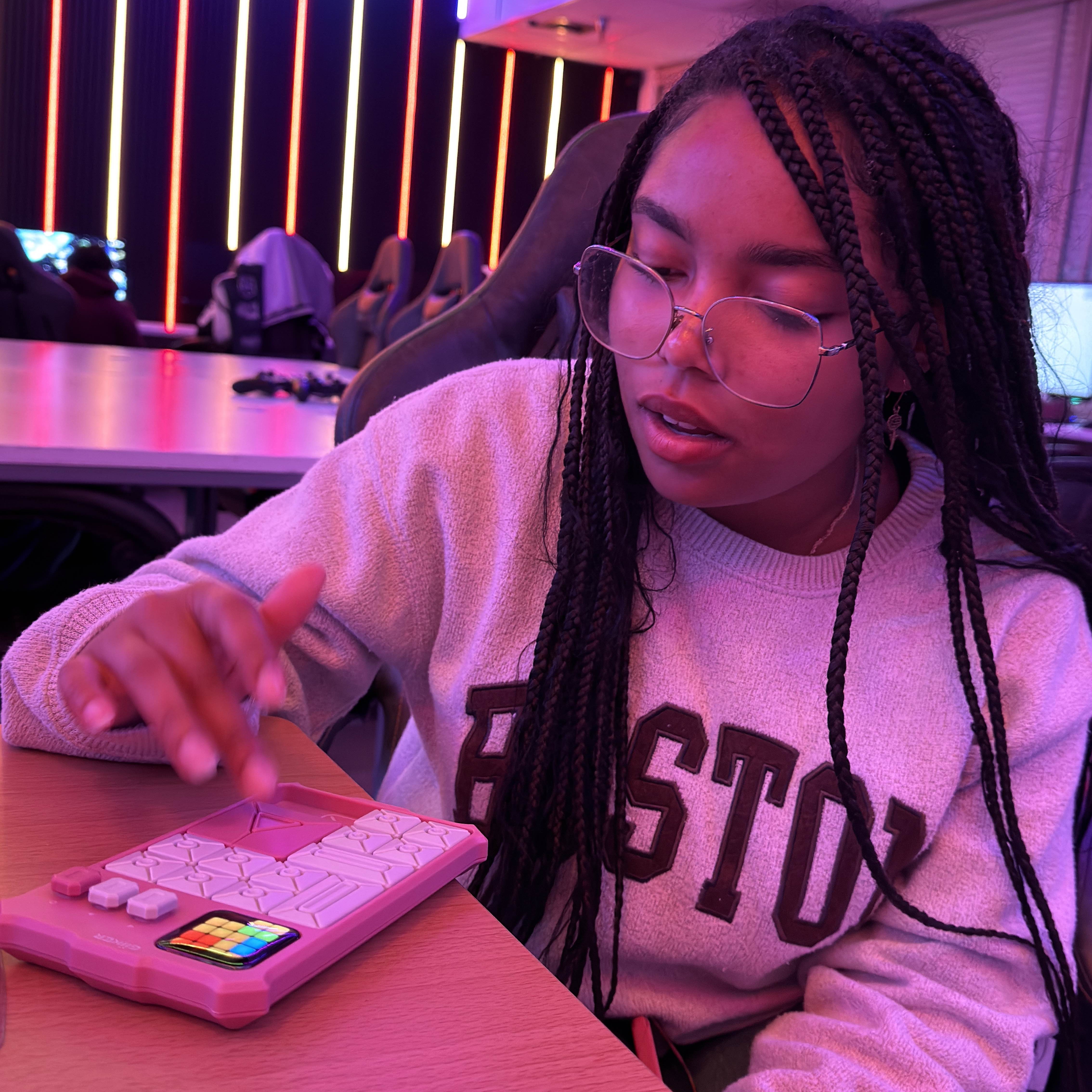 Student playing brain training games